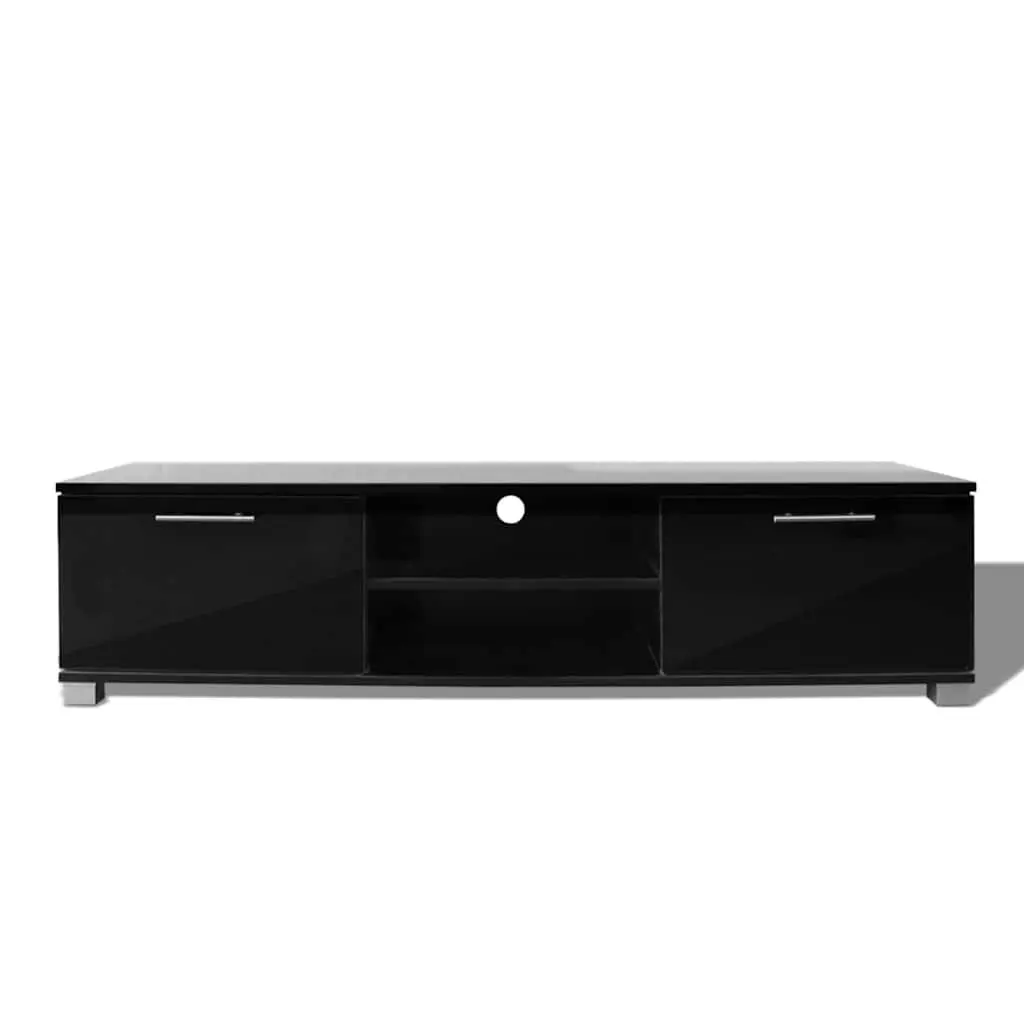 High-Gloss Black Modern TV Cabinet for Storage