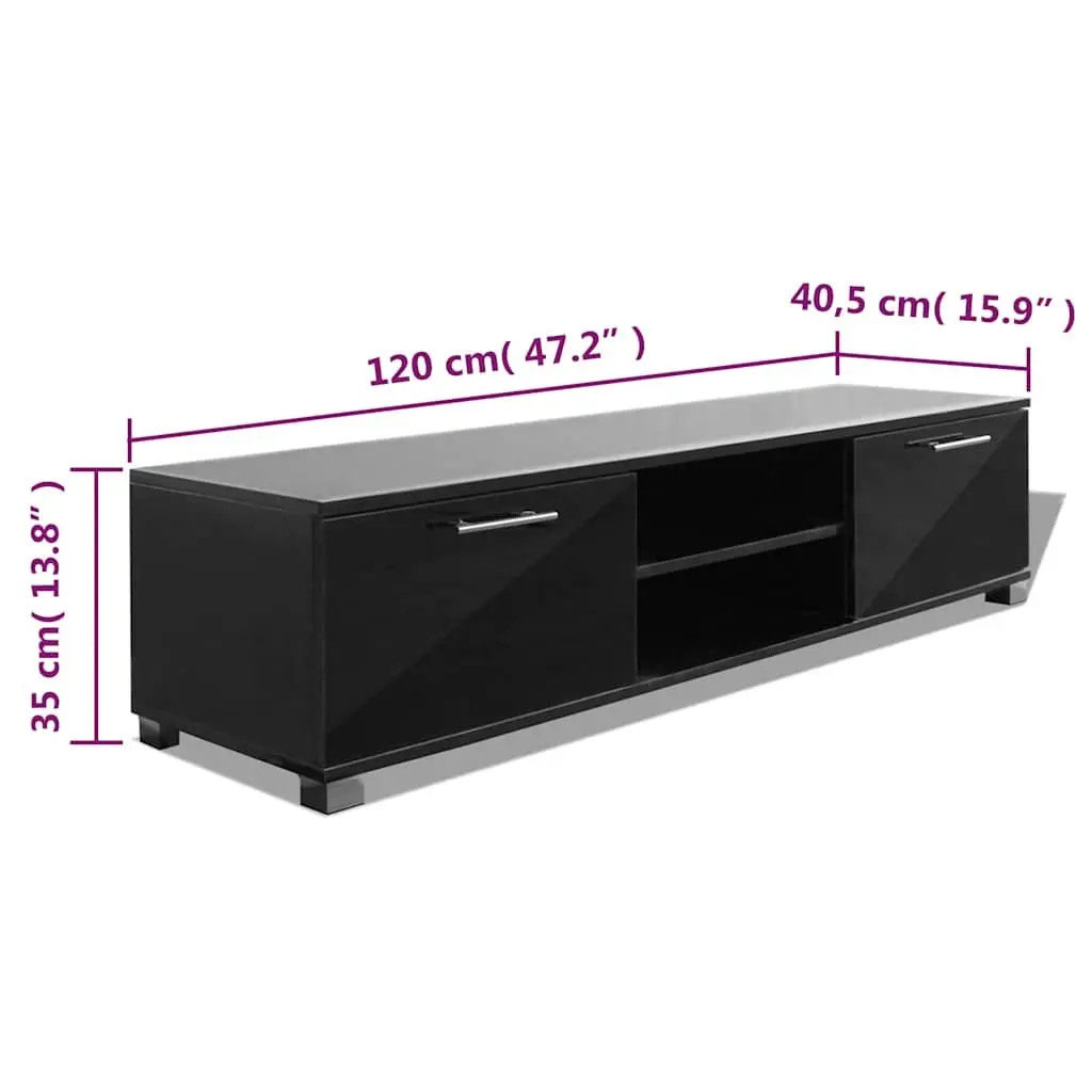 High-Gloss Black Modern TV Cabinet for Storage