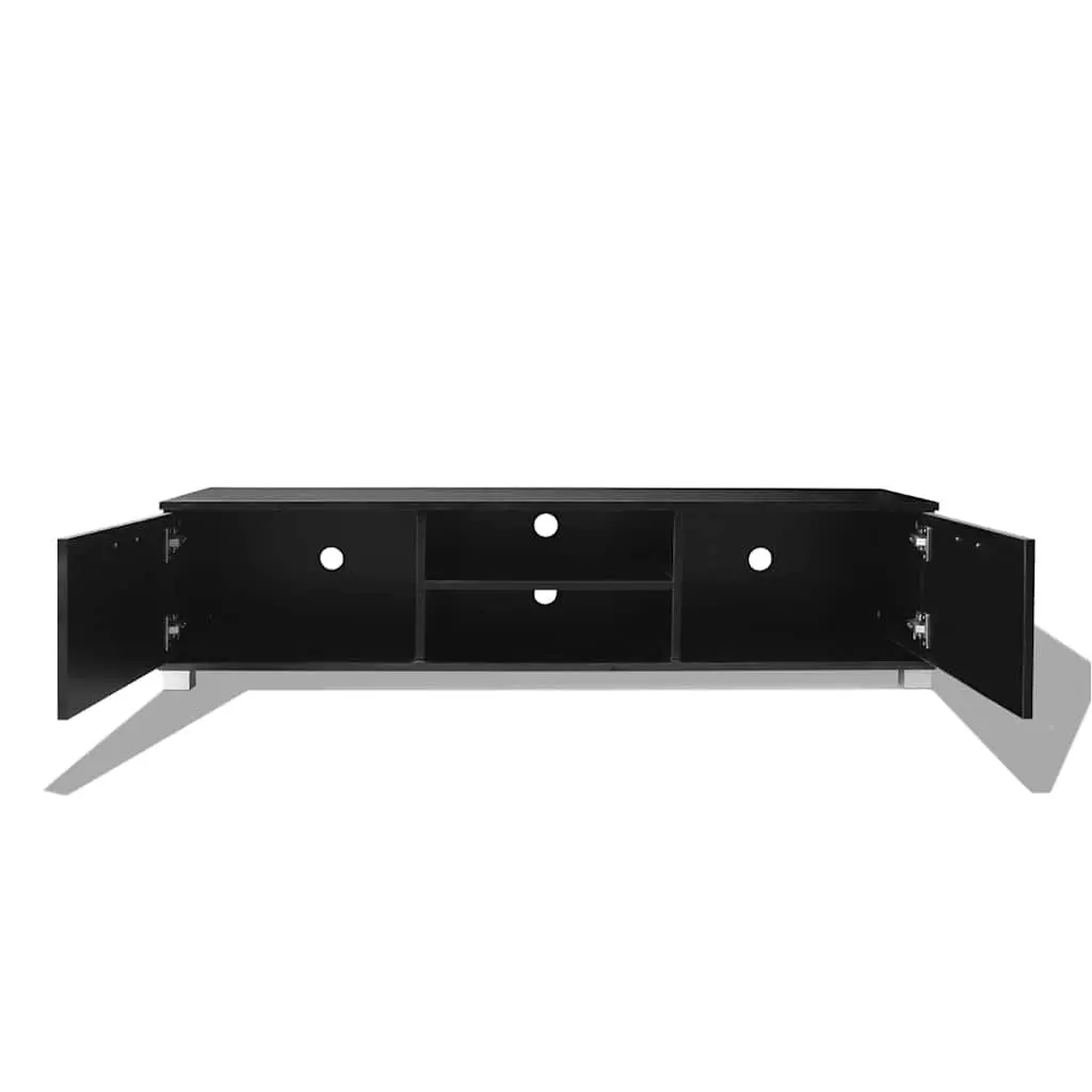 High-Gloss Black TV Cabinet with Storage