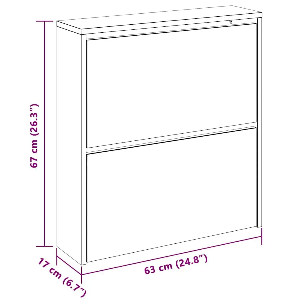 Shoe Cabinet 2-Layer Brown Wall Mounted Mirror Storage Organiser