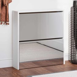 Sturdy White Mirrored Shoe Cabinet for Smart Storage