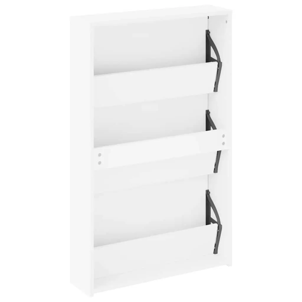 3-Layer White Mirror Shoe Cabinet for Storage