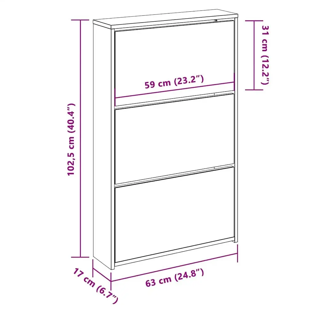 3-Layer White Mirror Shoe Cabinet for Storage