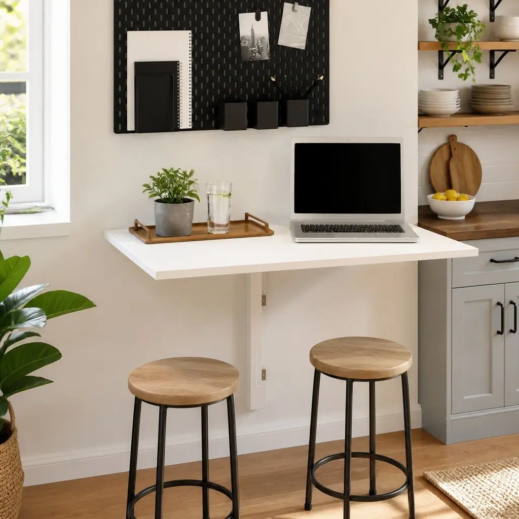 White Folding Wall Table 100x60 cm