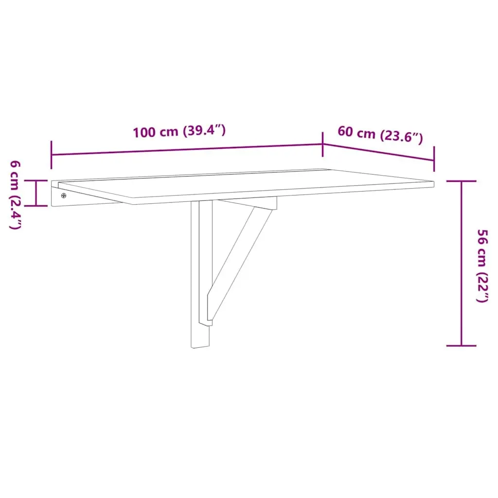 White Folding Wall Table 100x60 cm