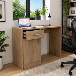 Stylish Brown Desk with Storage for Home Office