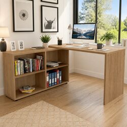 Stylish Corner Desk with 4 Shelves for Home Office