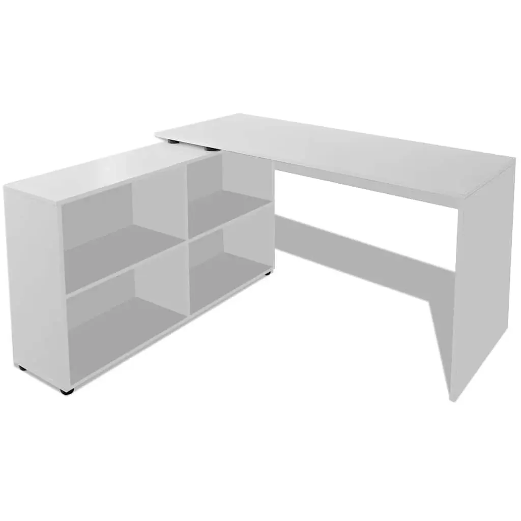 White Corner Desk with 4-Shelf Bookcase