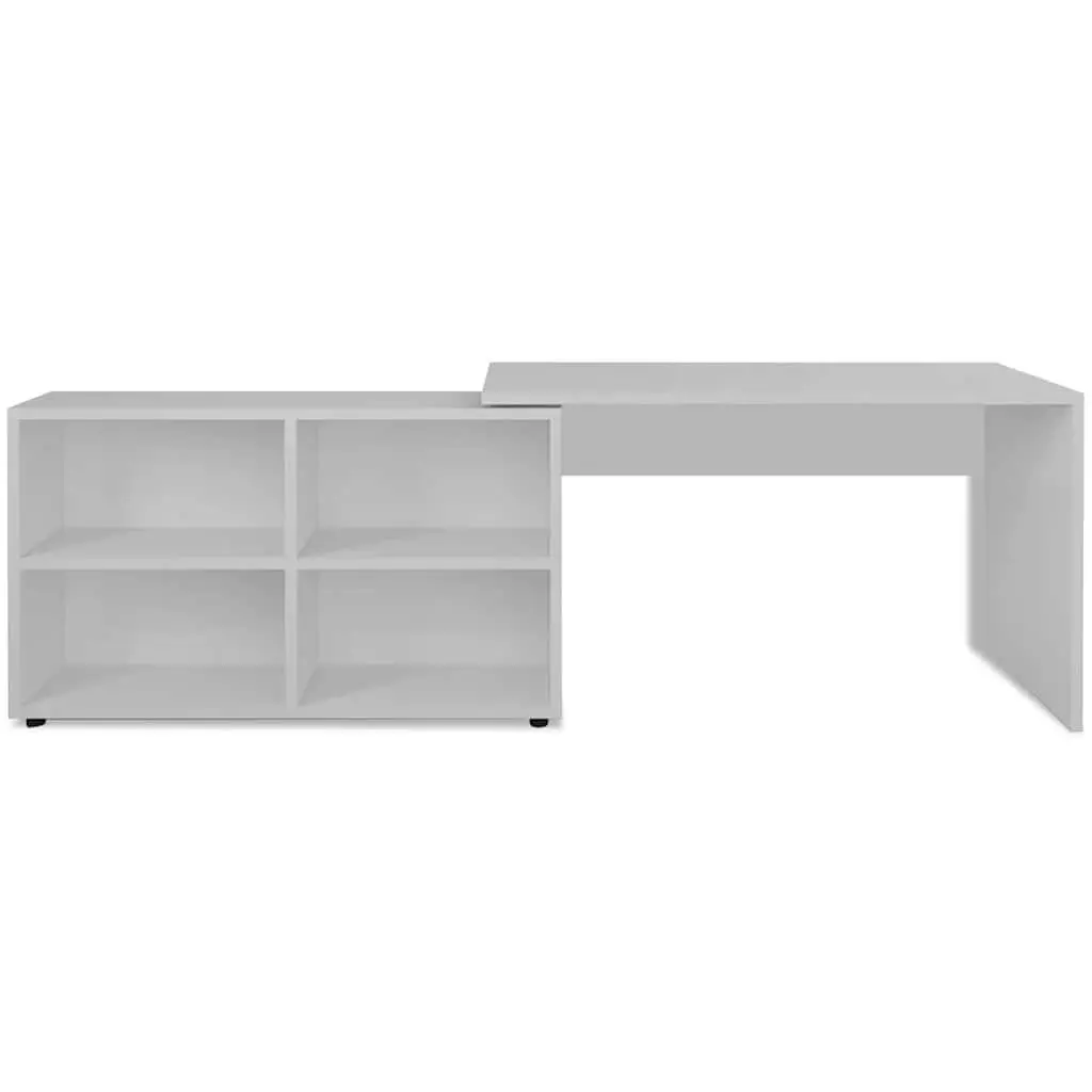 White Corner Desk with 4-Shelf Bookcase