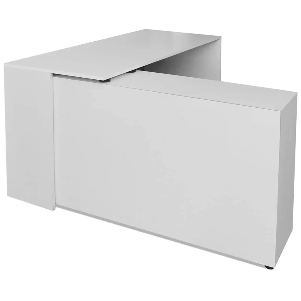 White Corner Desk with 4-Shelf Bookcase