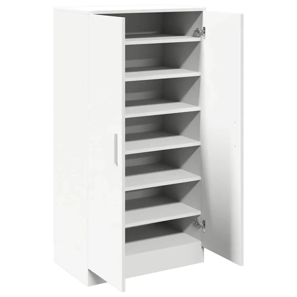 Shoe Cabinet White 7 Shelves 2 Doors