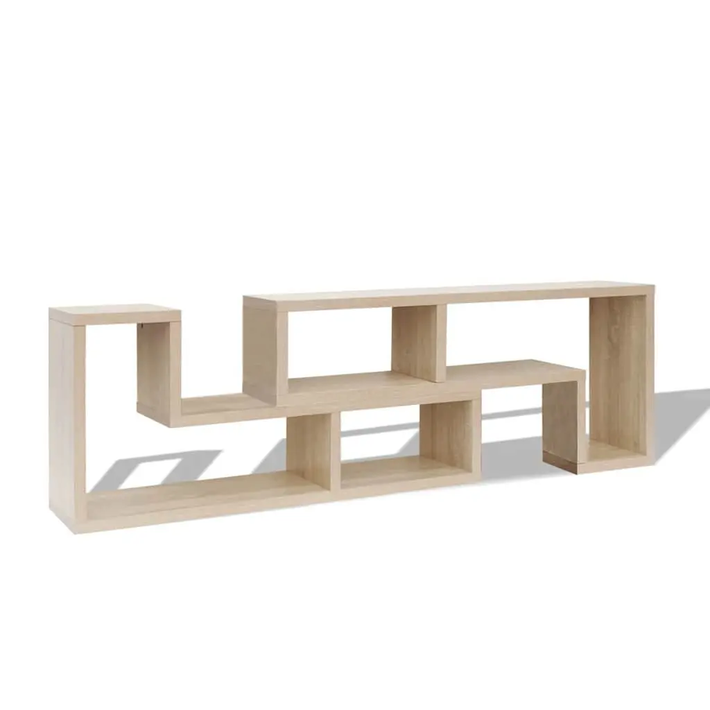 Brown TV Cabinet with L-Shaped Shelves