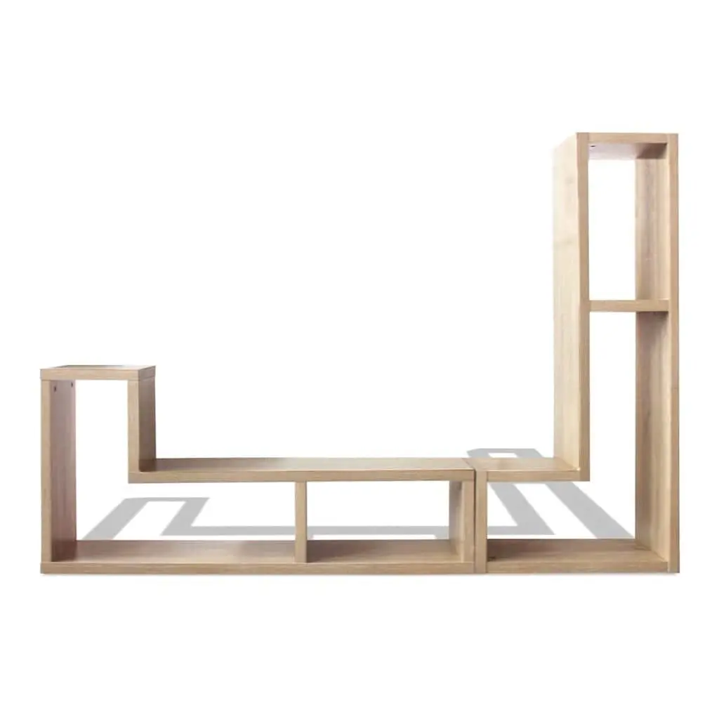 Brown TV Cabinet with L-Shaped Shelves