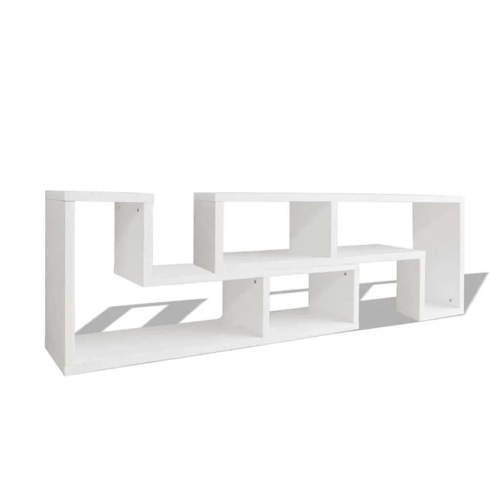 TV Cabinet L-Shaped White Storage Unit Media Entertainment Shelving Furniture
