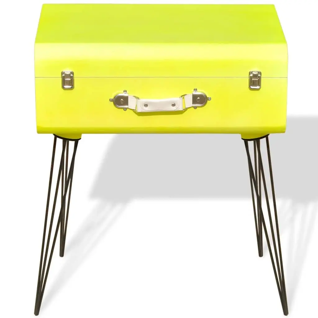 Yellow Vintage Suitcase Style Bedside Table Storage
