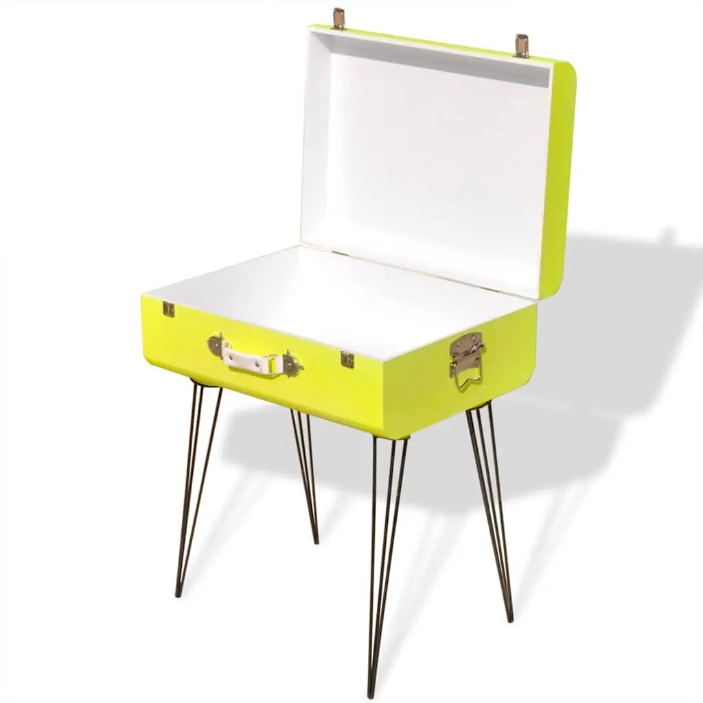 Yellow Vintage Suitcase Style Bedside Table Storage