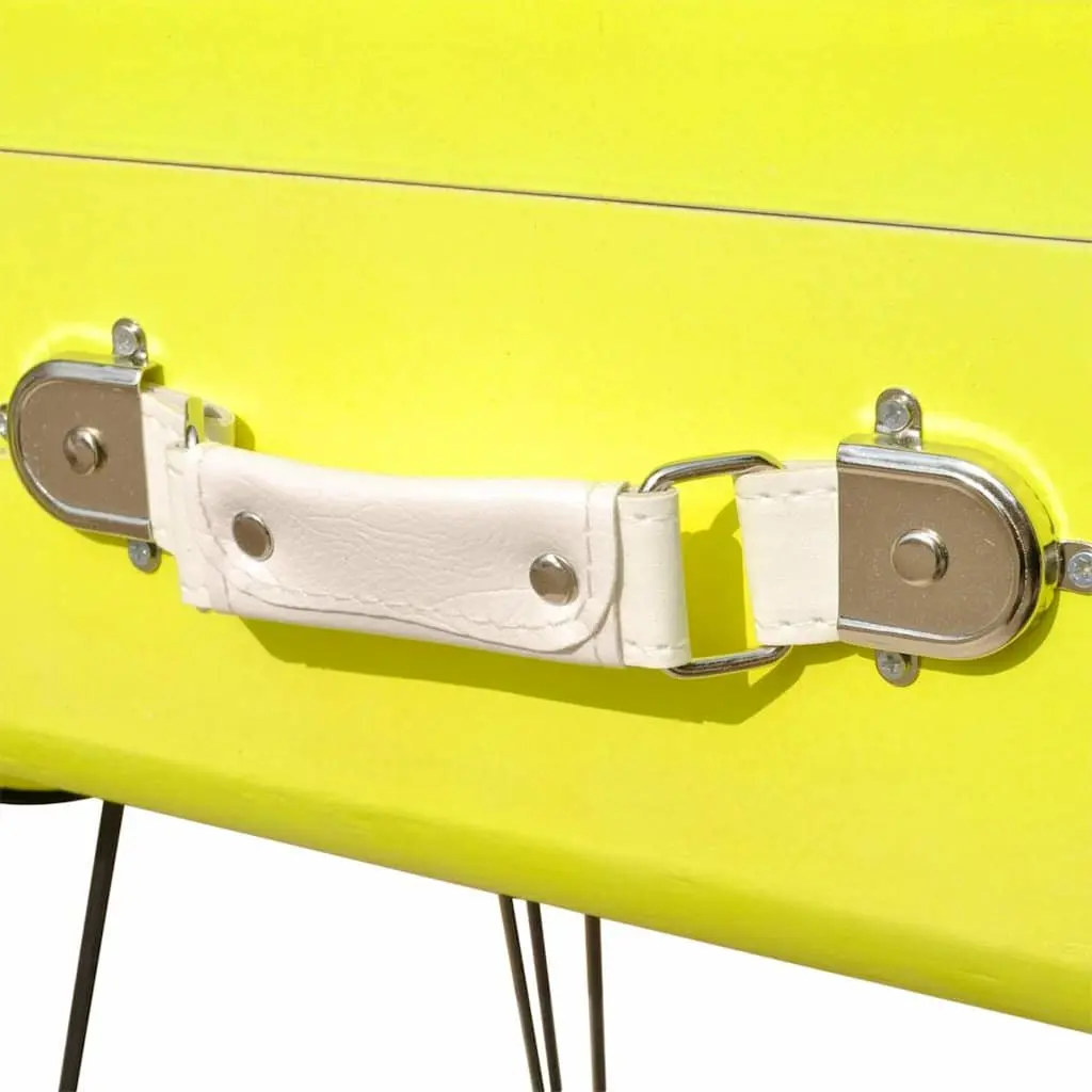 Yellow Vintage Suitcase Style Bedside Table Storage