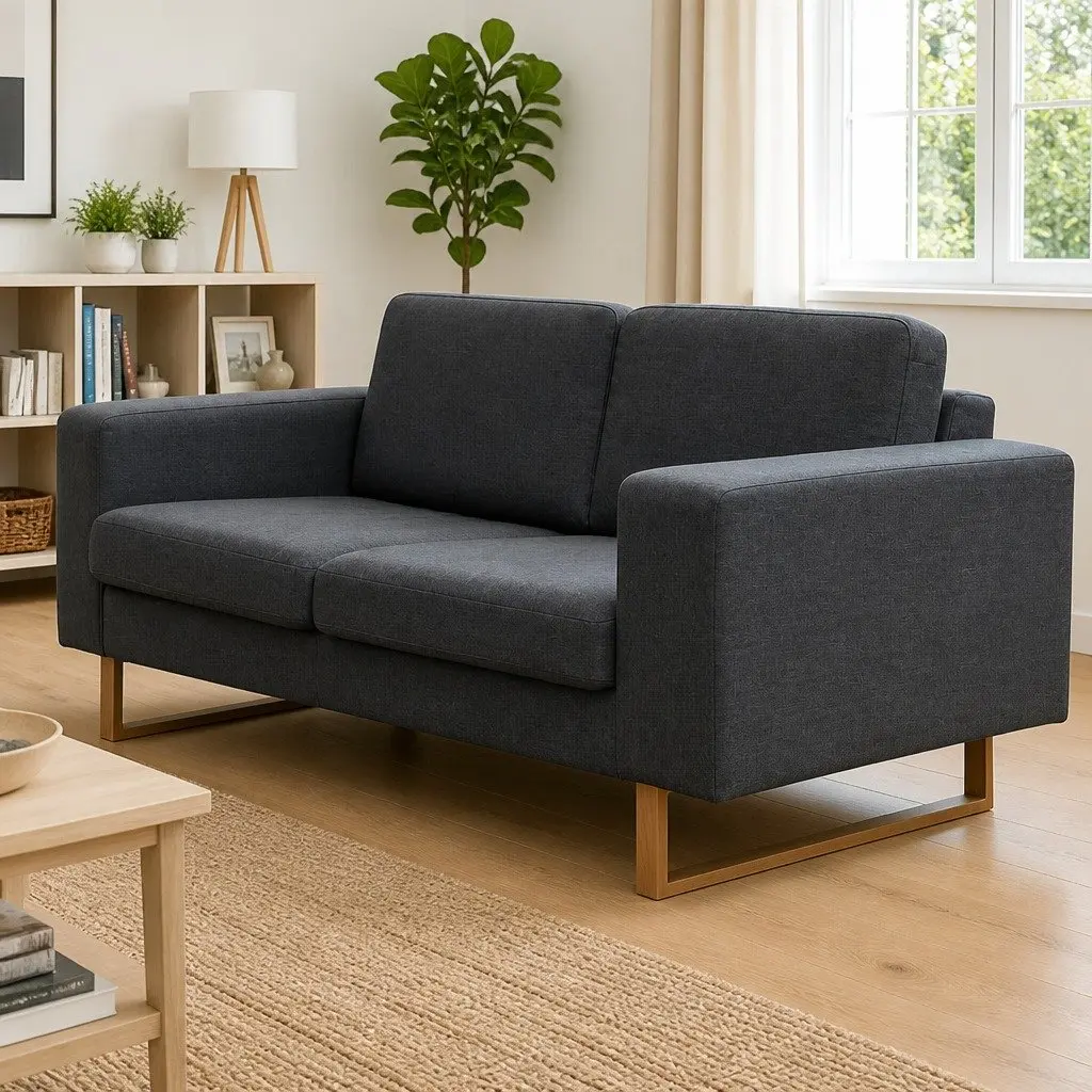 2-Seater Sofa with Sturdy Build in Grey Fabric