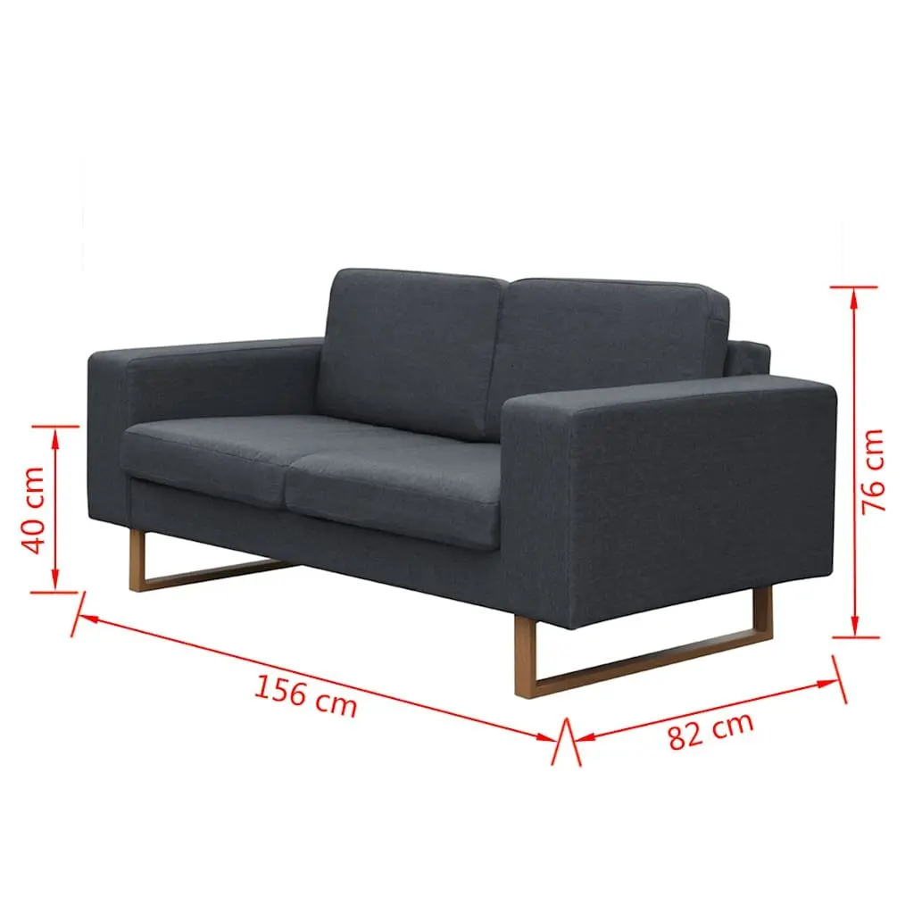 2-Seater Sofa with Sturdy Build in Grey Fabric