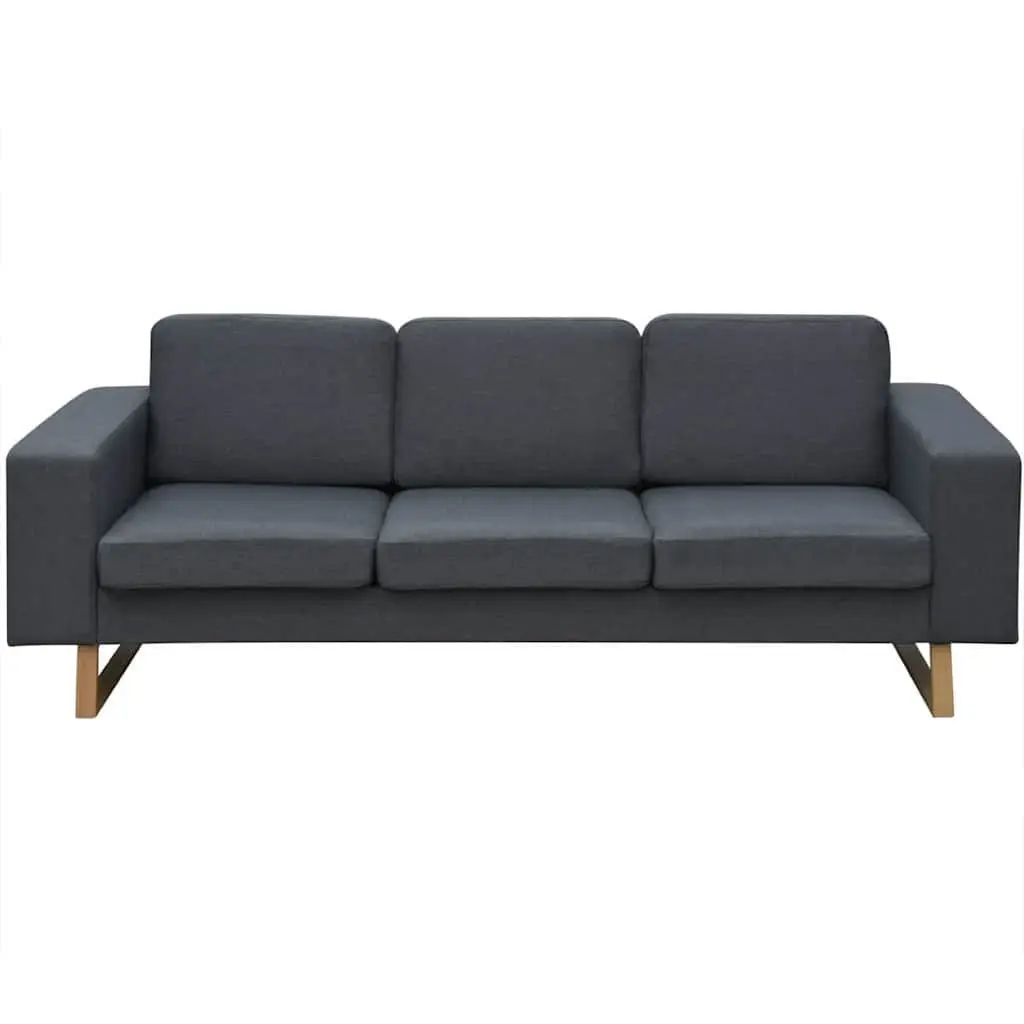 Grey Fabric 3-Seater Sofa with Removable Covers