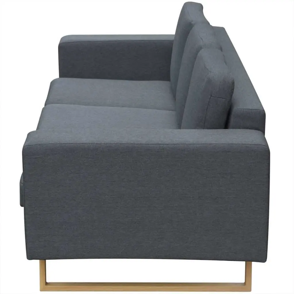 Grey Fabric 3-Seater Sofa with Removable Covers