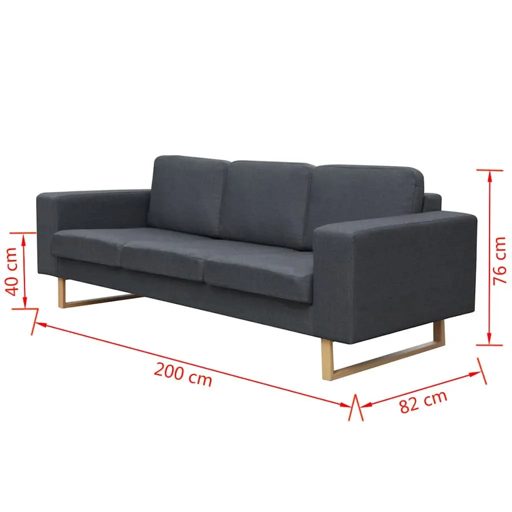 Grey Fabric 3-Seater Sofa with Removable Covers