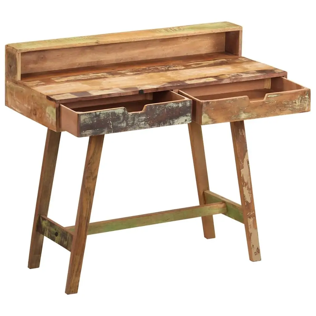 Desk Solid Reclaimed Wood Vintage Style Multicolour with Two Drawers