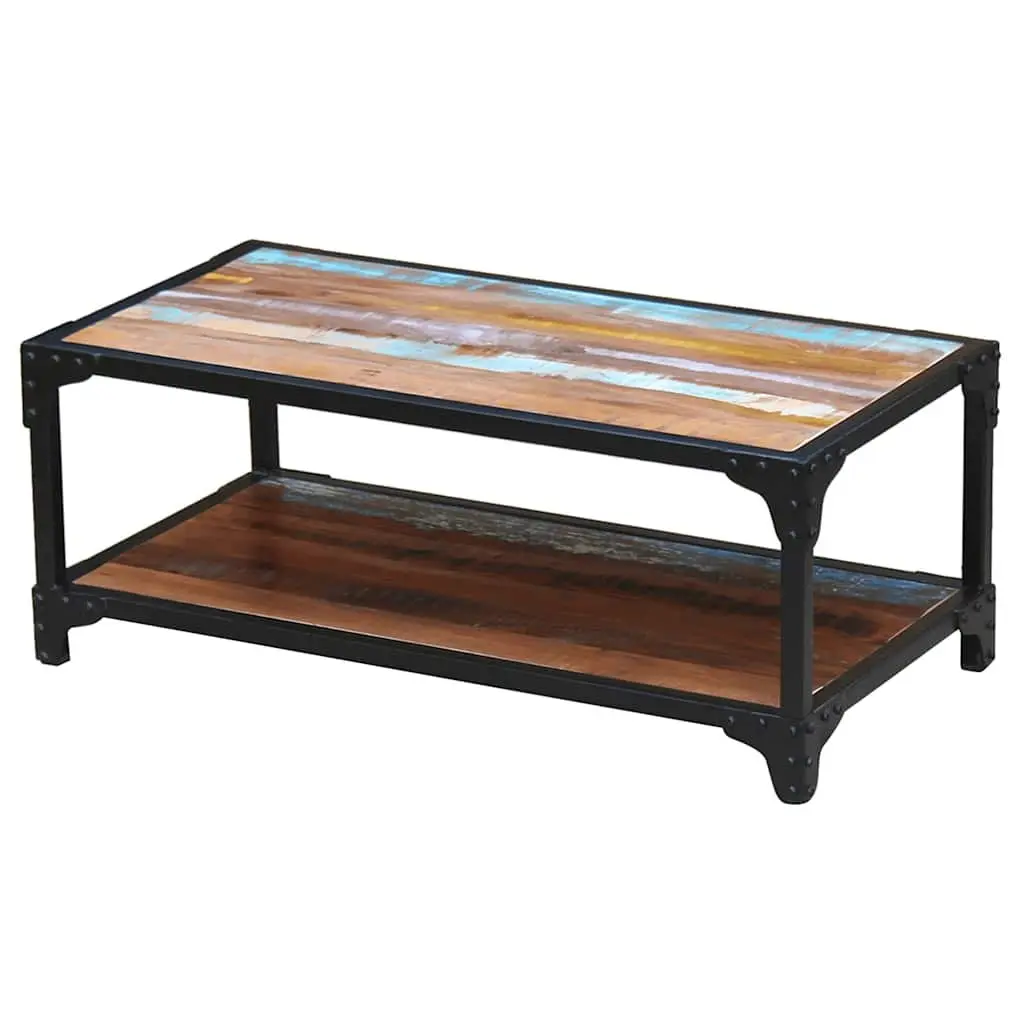 Vintage-Style Coffee Table with Sturdy Steel Frame