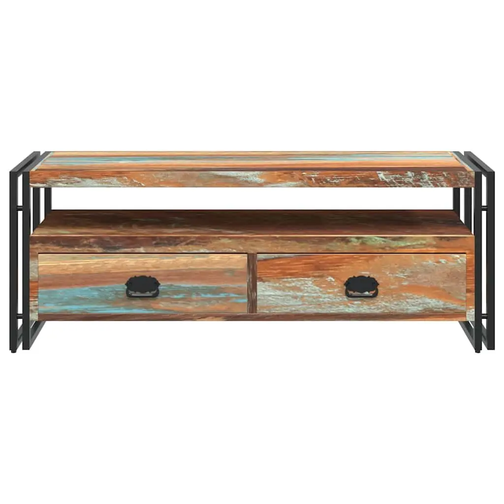 TV Cabinet Solid Reclaimed Wood Vintage Style 2 Drawers 1 Shelf Multicolour