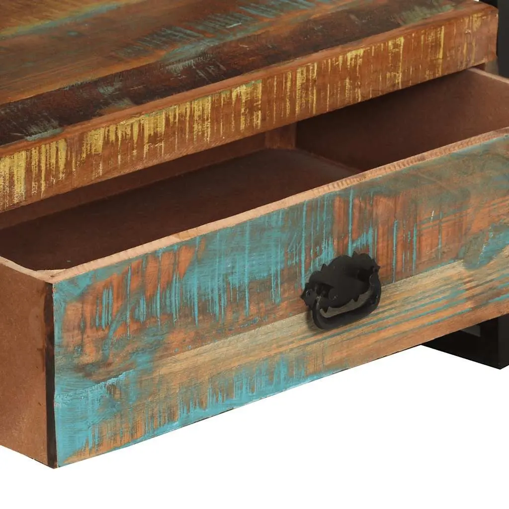 TV Cabinet Solid Reclaimed Wood Vintage Style 2 Drawers 1 Shelf Multicolour