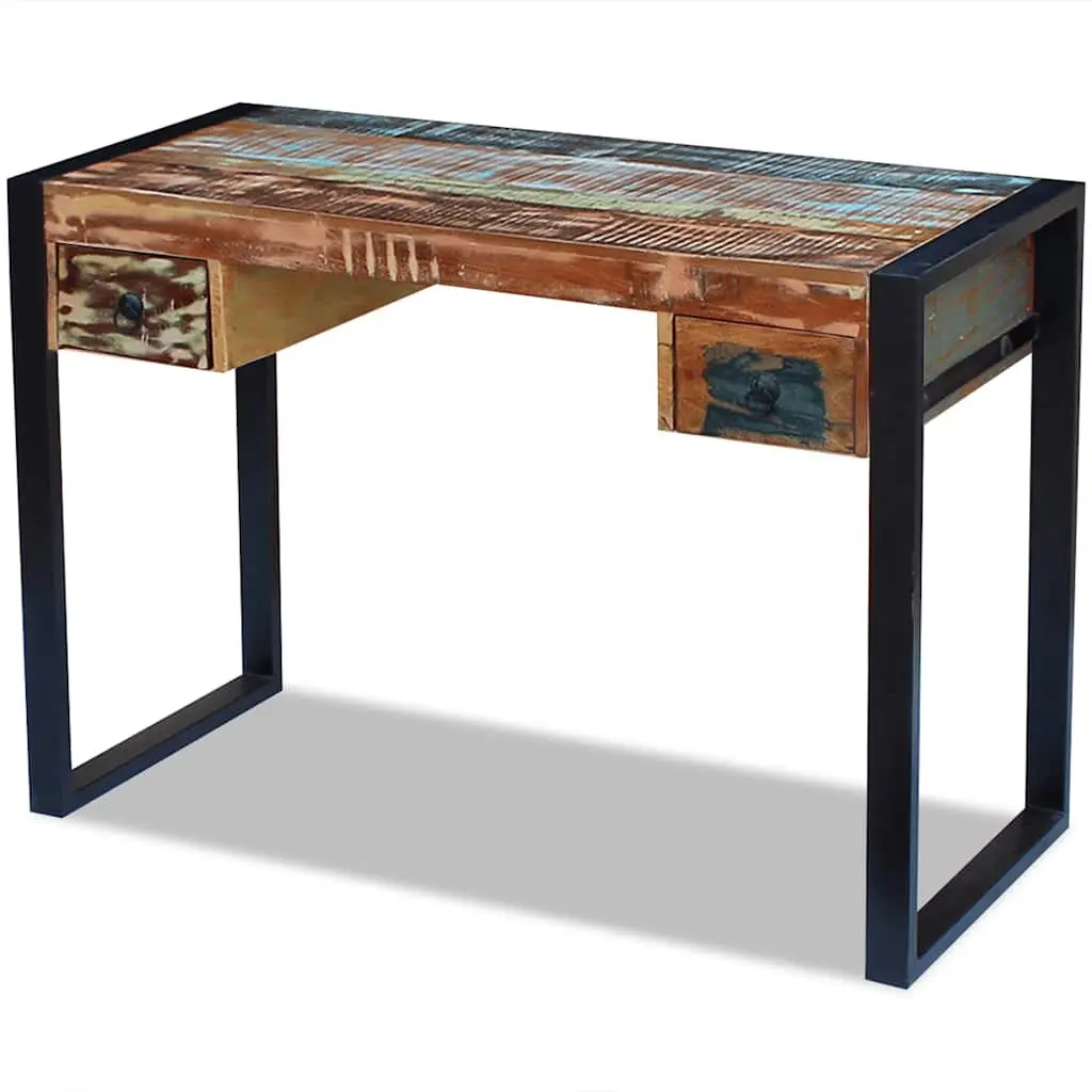 Vintage Solid Reclaimed Wood Desk with Drawers