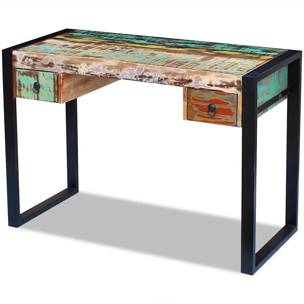 Vintage Solid Reclaimed Wood Desk with Drawers
