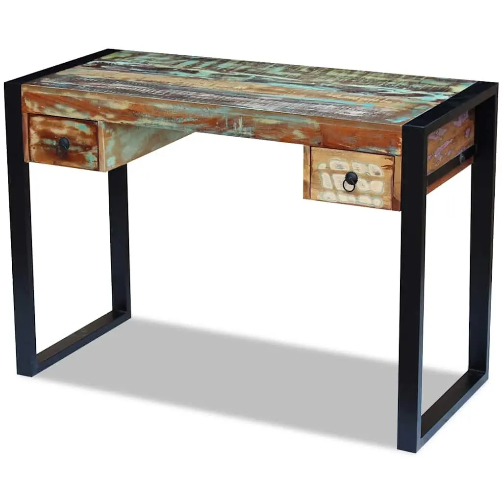 Vintage Solid Reclaimed Wood Desk with Drawers