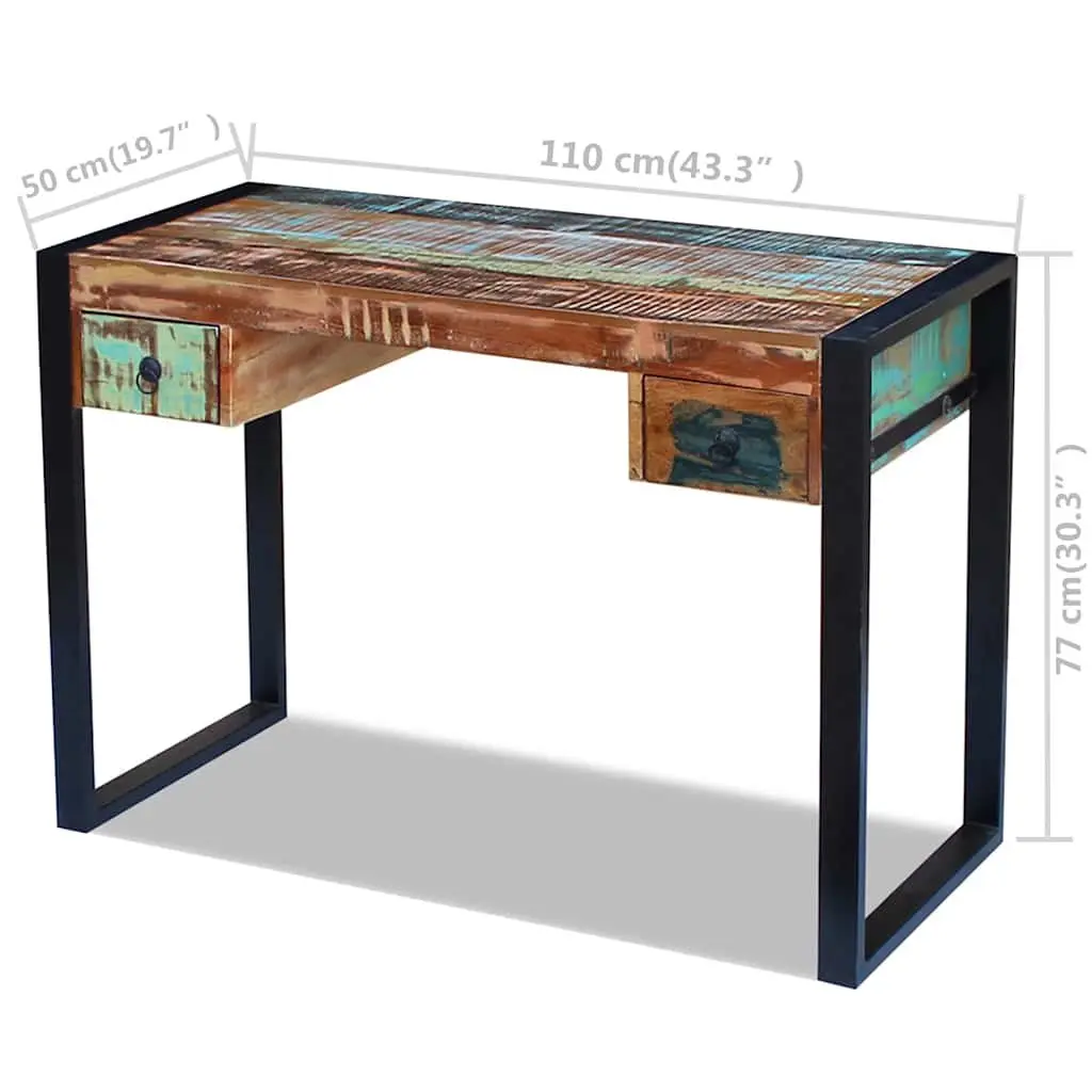 Vintage Solid Reclaimed Wood Desk with Drawers