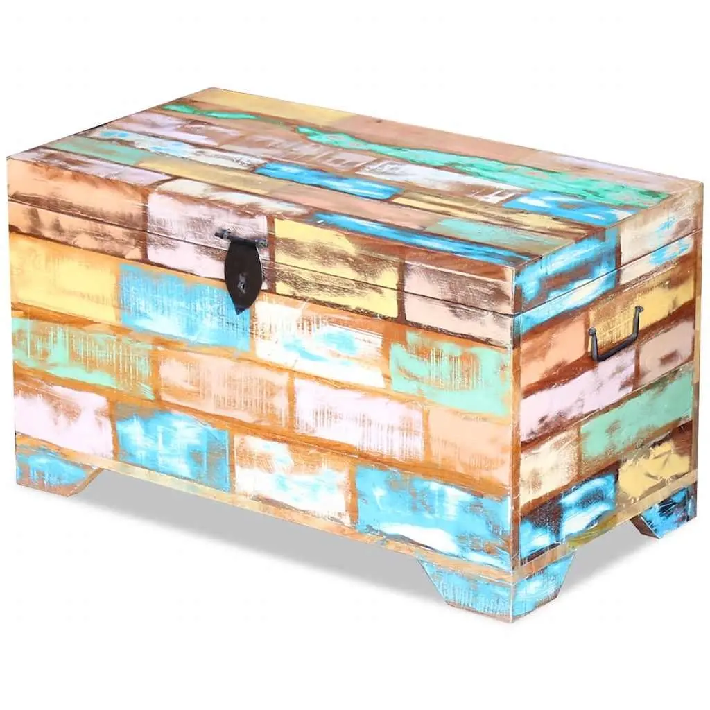 Multicolour Handmade Coffee Table Storage Chest in Solid Wood