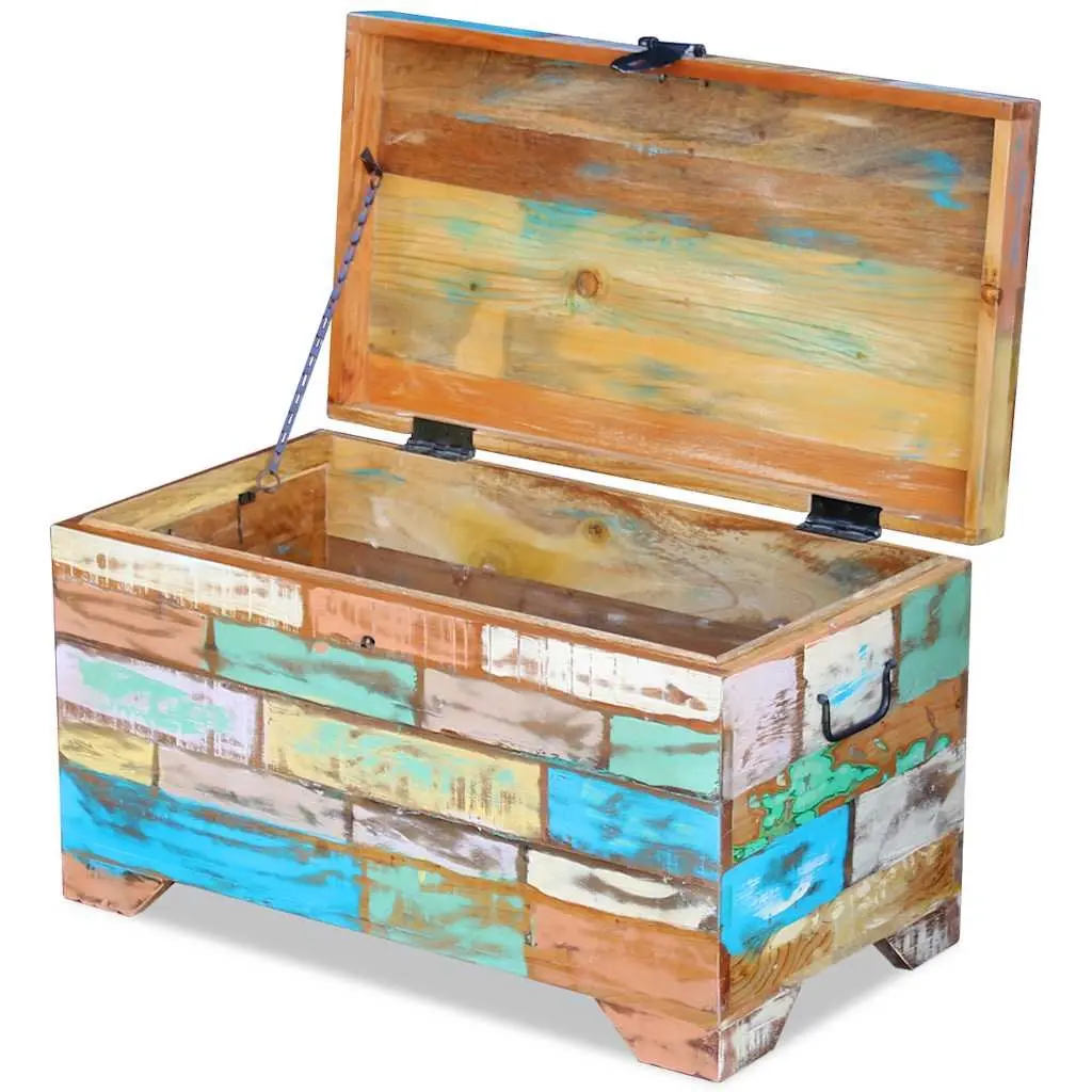 Multicolour Handmade Coffee Table Storage Chest in Solid Wood
