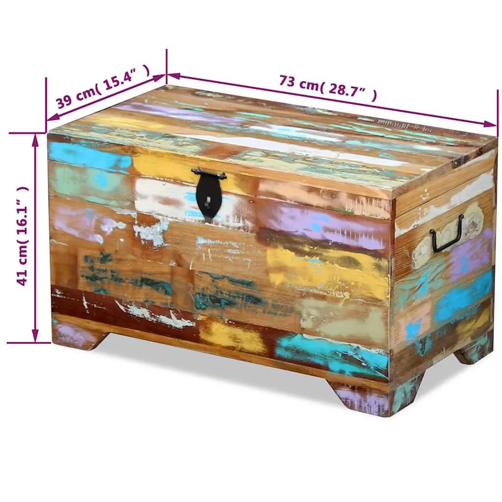 Multicolour Handmade Coffee Table Storage Chest in Solid Wood
