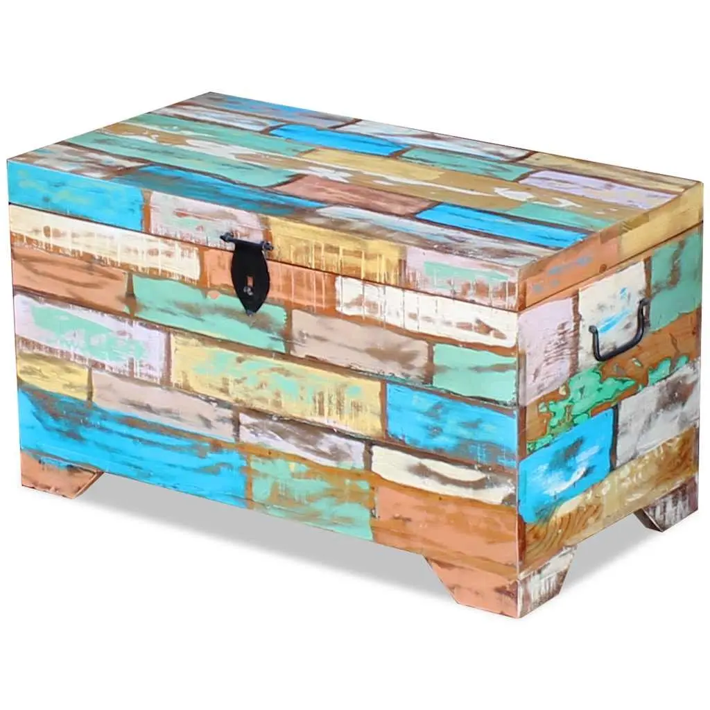 Multicolour Handmade Coffee Table Storage Chest in Solid Wood