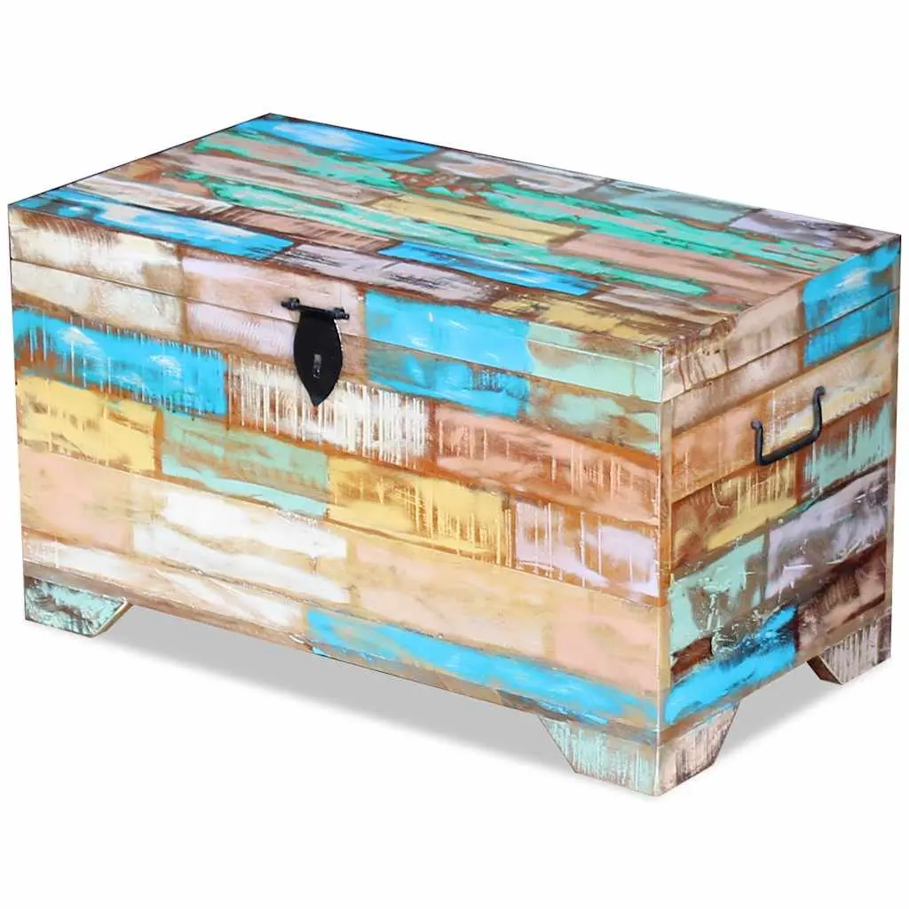 Multicolour Handmade Coffee Table Storage Chest in Solid Wood