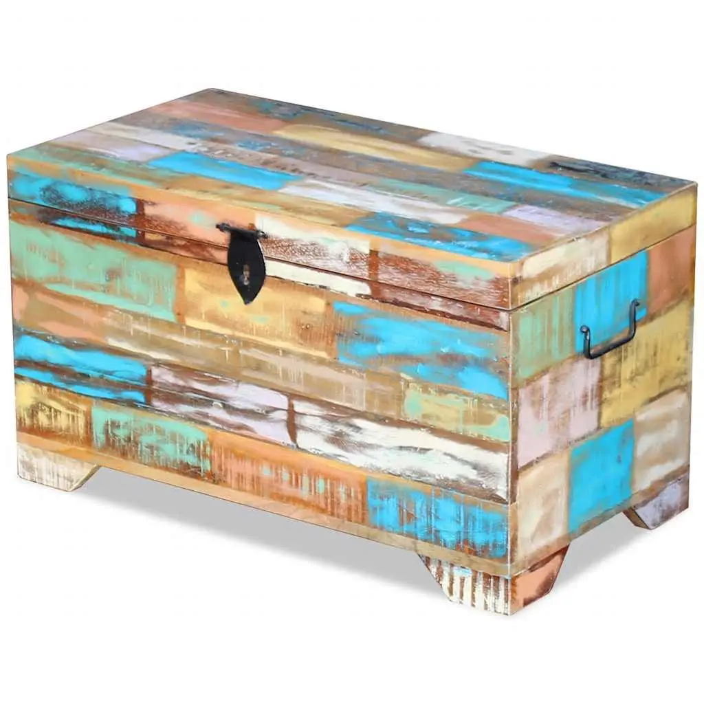 Multicolour Handmade Coffee Table Storage Chest in Solid Wood