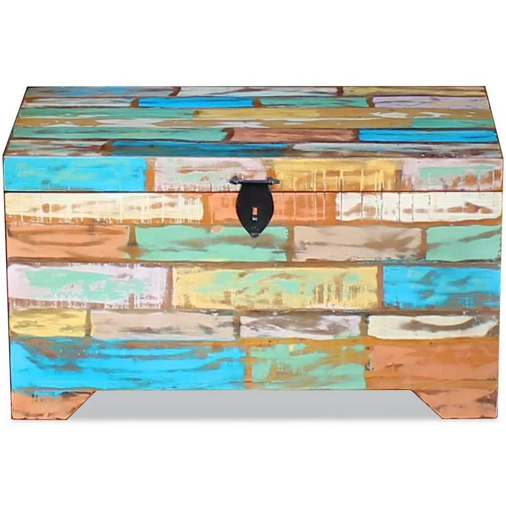 Multicolour Handmade Coffee Table Storage Chest in Solid Wood