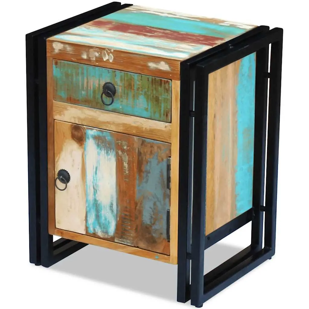 Vintage-Style Nightstand with Solid Reclaimed Wood