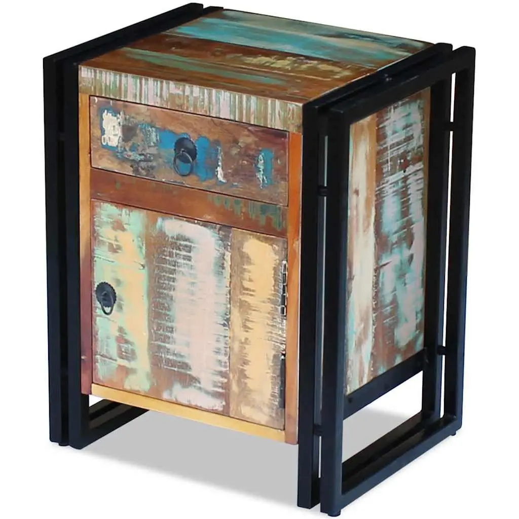 Vintage-Style Nightstand with Solid Reclaimed Wood