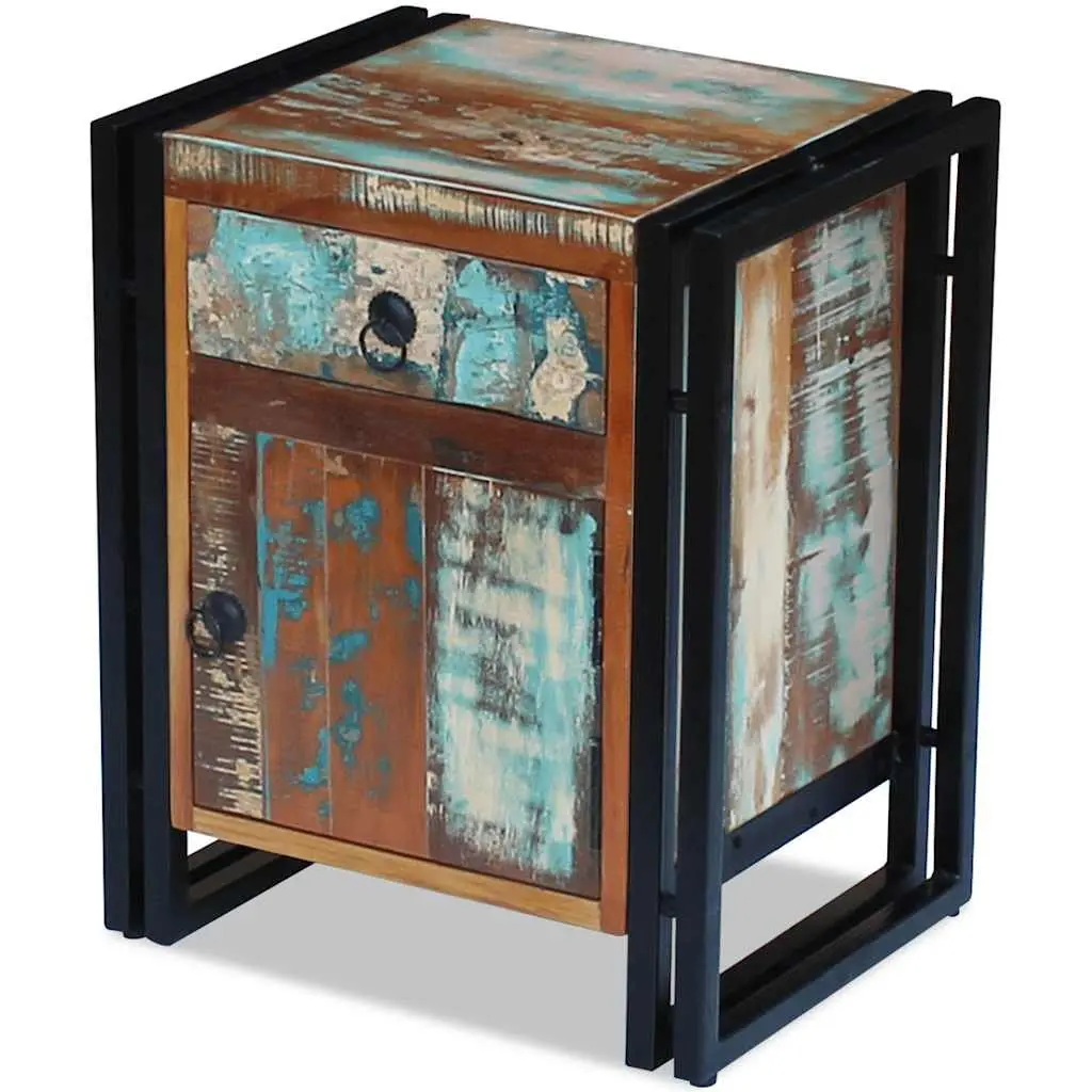 Vintage-Style Nightstand with Solid Reclaimed Wood