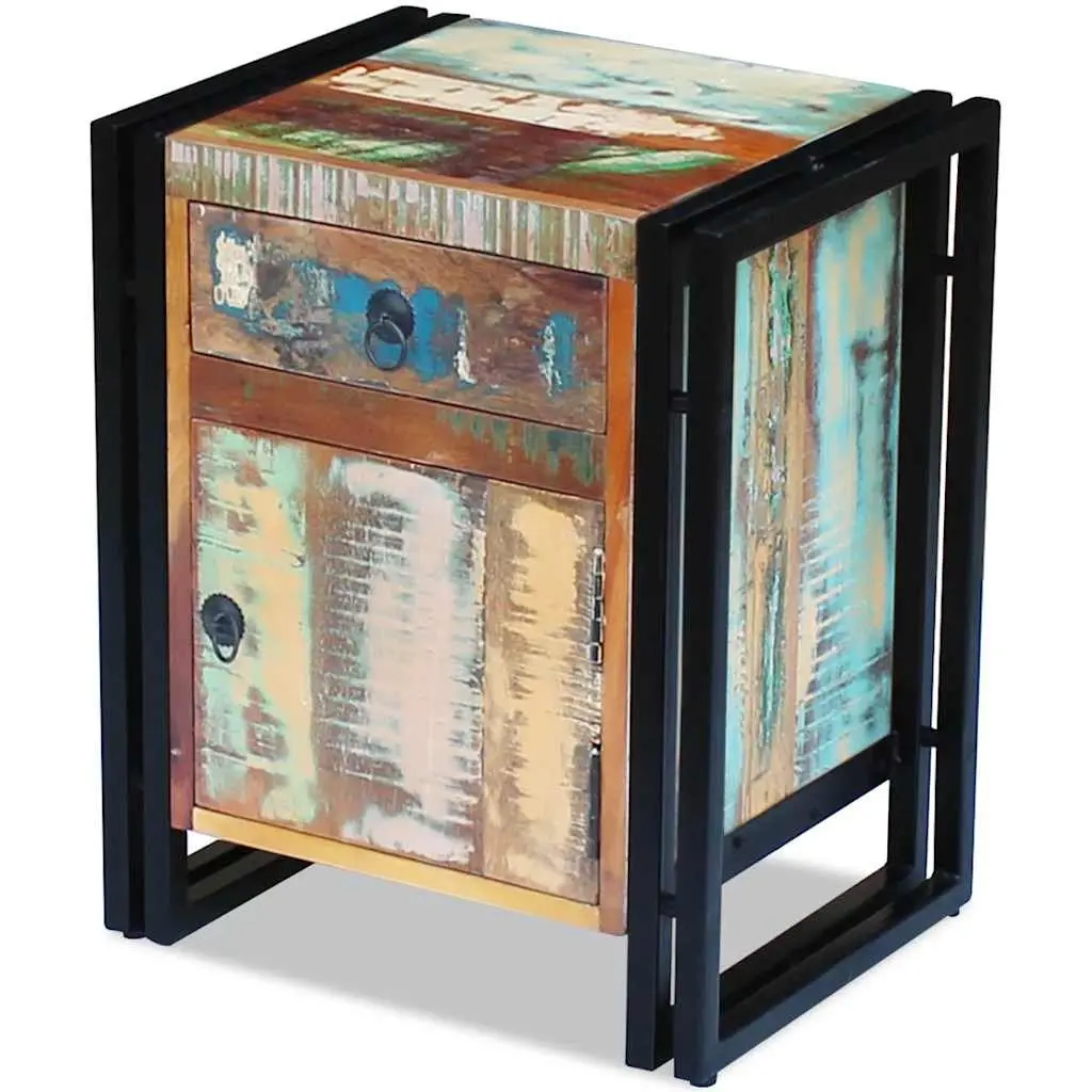 Vintage-Style Nightstand with Solid Reclaimed Wood