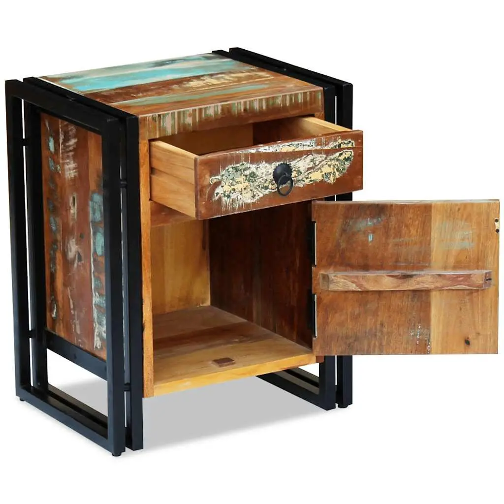 Vintage-Style Nightstand with Solid Reclaimed Wood