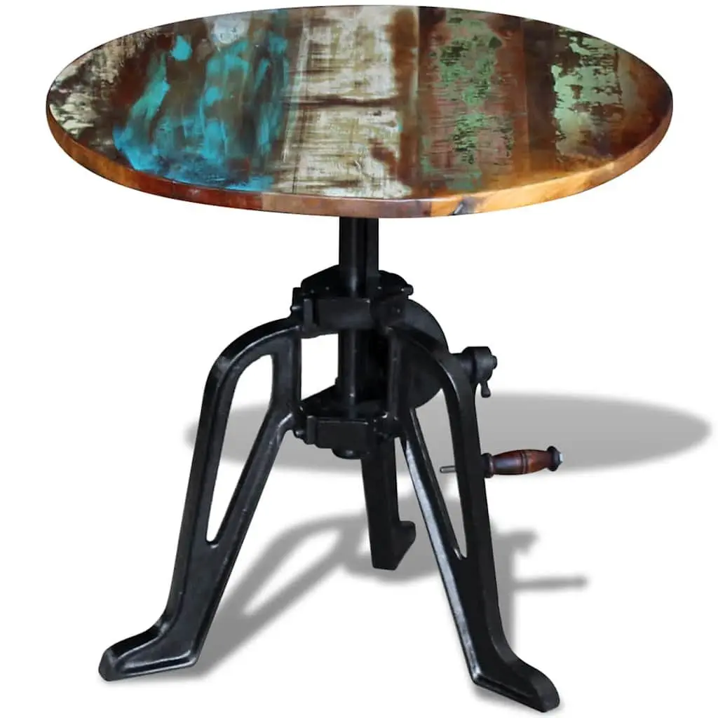 End Table Reclaimed Wood Cast Iron Adjustable Height 42-63cm Multicolour Retro Industrial Style