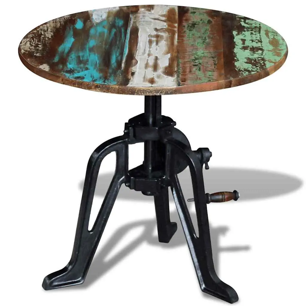 End Table Reclaimed Wood Cast Iron Adjustable Height 42-63cm Multicolour Retro Industrial Style