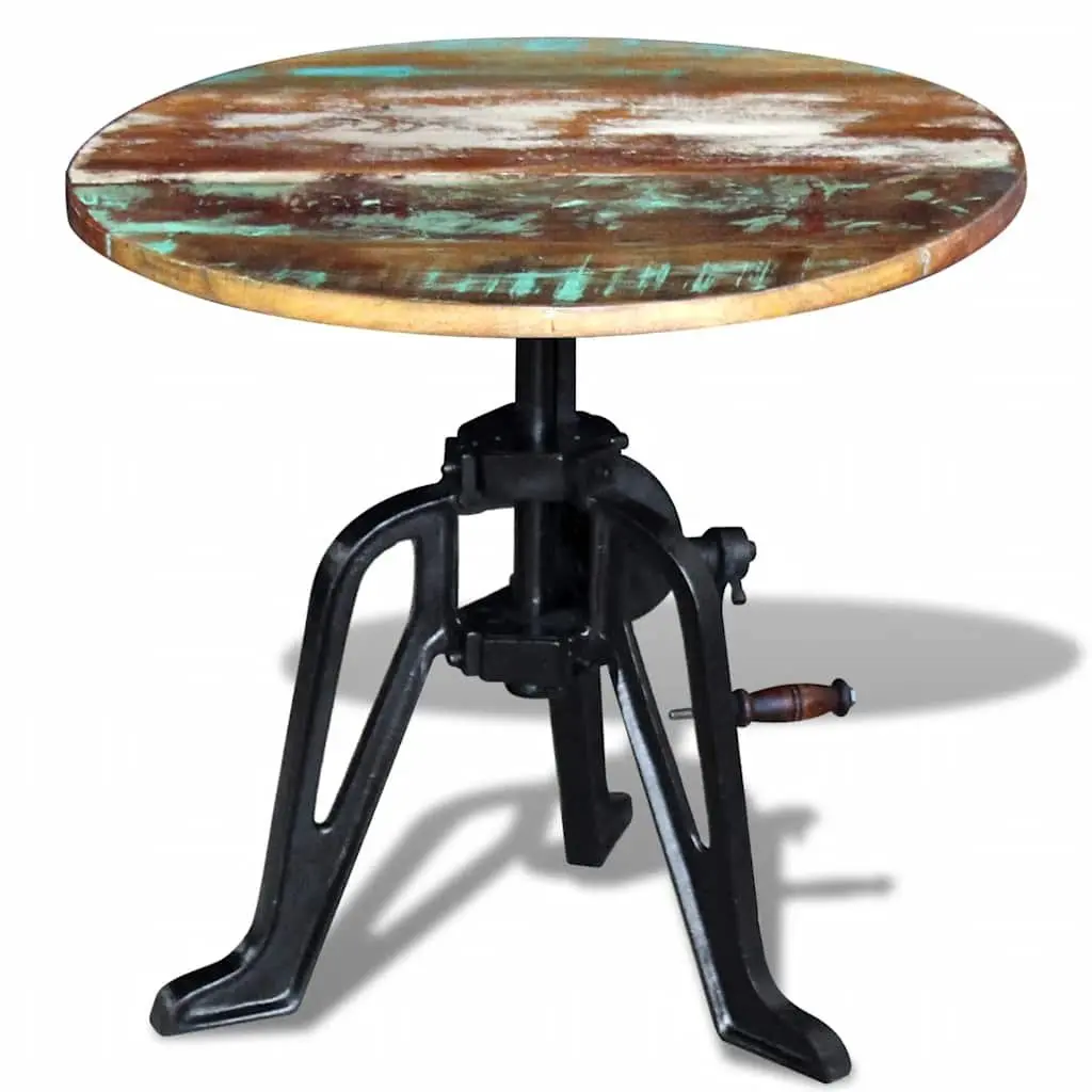 End Table Reclaimed Wood Cast Iron Adjustable Height 42-63cm Multicolour Retro Industrial Style