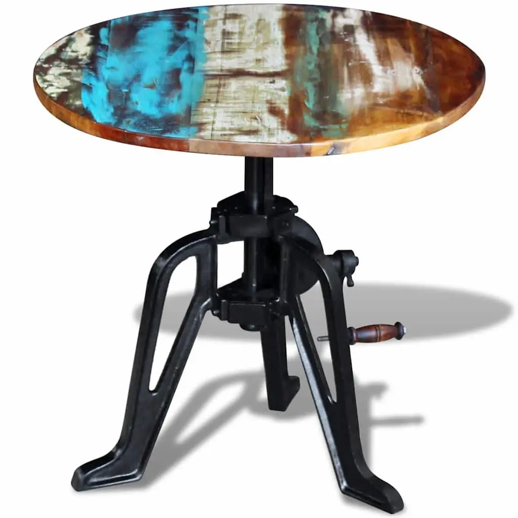 End Table Reclaimed Wood Cast Iron Adjustable Height 42-63cm Multicolour Retro Industrial Style